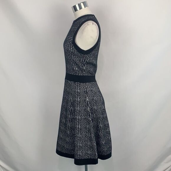 Kate Spade NWT black plaid knit fit flare dress - Picture 4 of 11